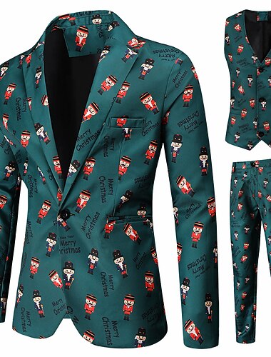  Kerstman Outfits Feestkostuum Kerst pakken Voor heren Kerstmis Pakken Volwassenen Kerstmis kerstavond Kerstmis Feest Jas Ves Broeken