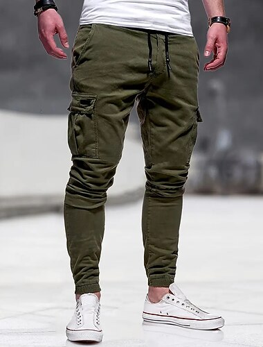  Herre Militærbukser Cargo bukser Lomme عادي Komfort Pustende utendørs Daglig Ut på byen Mote Fritid Svart Militærgrønn