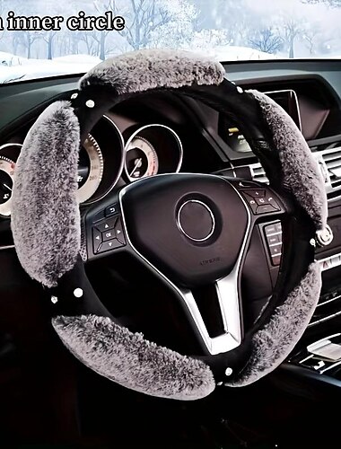  bil plysj rattdeksel plysj kunstig diamant mote vinter viktig bilinteriørtilbehør for kvinner