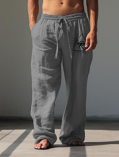  Per uomo Occhi Pantaloni casual Pantaloni Pantaloni Larghi Misura del girovita medio Vintage All'aperto Abbigliamento casual alla moda Abbigliamento quotidiano Autunno & Inverno Bianco Verde Cachi
