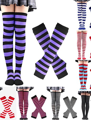  Calcetines hasta rodilla Calcetines de Navidad Mujer Navidad Carnaval Mardi Gras Nochebuena Retro Antiguo Guantes Calcetines