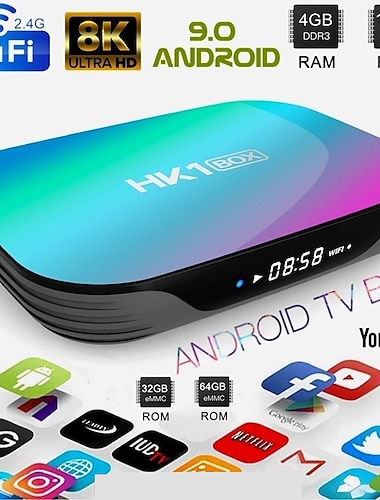  8K UltraHD Android TV BOX Android 9.0 Smart TV BOX 5G WiFi Google TV BOX 8K HDMI 2.1 USB 3.0 Quad Core CPU Android OTT TV BOX (32GB / 64GB / 128GB)