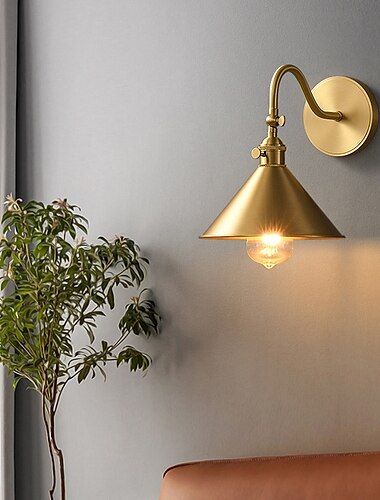  Luminárias à prova de ferrugem de hardware dourado, lâmpada de parede pescoço de ganso estilo retrô industrial, lâmpada de arandela interna minimalista americana, para sala de estar, lanterna de