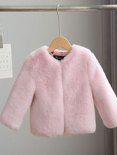  Kinderen Voor meisjes Jas van imitatiebont Effen Kleur Actief School jas bovenkleding 3-10 jaar Lente Wit Blozend Roze Rood