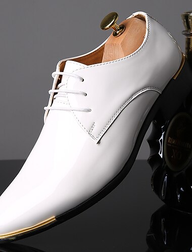  Herenschoenen van lakleer – klassieke zwarte Oxford-veterschoenen voor zakelijk gebruik, bruiloften en kantoor