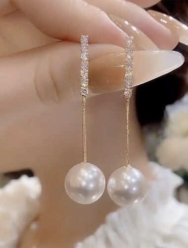  Mujer Pendientes cortos Pendientes colgantes Pendients de aro Geométrico Gota Vintage Elegante Sencillo Lujo Perla Artificial Aretes Joyas Dorado Para Fiesta Calle Diario Festivos Festival 1 Par
