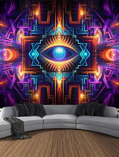  gobelin ze światłem czarnym uv reaktywny świecący w ciemności świecący neonowy imprezowy trippy mglisty mandala boho wiszący gobelin ścienny sztuka mural do salonu sypialni