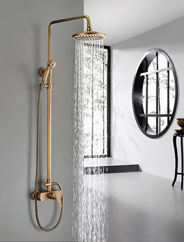  Juego de grifería de ducha de pared para baño, sistema de ducha de pared tipo lluvia de alto flujo con válvula de cerámica, grifos monomando para ducha de baño, interruptor de agua fría y caliente incluido