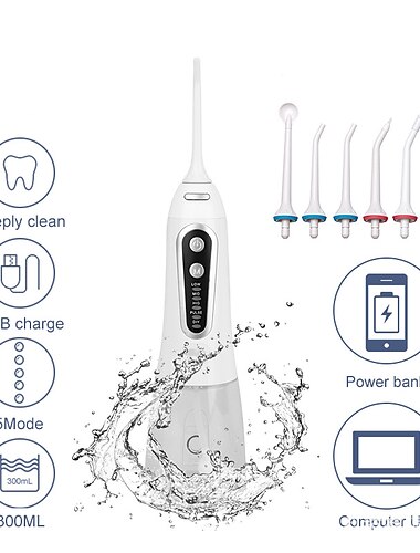  ポータブル口腔洗浄 300 ミリリットル水タンク電気歯科洗浄器ジェット強力なウォーターフロッサー 8 モード充電式