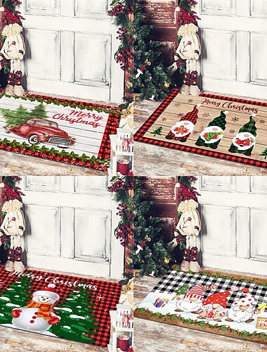  Weihnachts-Bodenmatte, Tür-Bodenmatte, Weihnachtsmann, Schneemann, Veranda, Balkon, rutschfester, saugfähiger Teppich, Urlaubsdekoration, bedruckte Fußmatte, Urlaubsdekoration