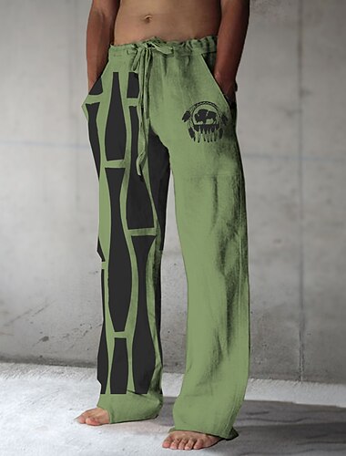  Per uomo Grafico Blocco di colori Cowboy Pantaloni casual Pantaloni Pantaloni Larghi Misura del girovita medio Vintage Casual Vacanza Abbigliamento quotidiano Uscire Primavera Autunno Bianco Verde