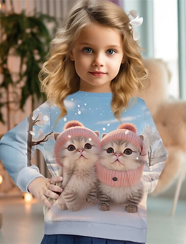  Κοριτσίστικα 3D Γάτα Πουλόβερ Pullover Μακρυμάνικο 3D εκτύπωση Φθινόπωρο Χειμώνας Μοντέρνα Κομψό στυλ street Λατρευτός Πολυεστέρας Παιδιά 3-12 χρόνια Στρογγυλή Ψηλή Λαιμόκοψη ΕΞΩΤΕΡΙΚΟΥ ΧΩΡΟΥ Causal