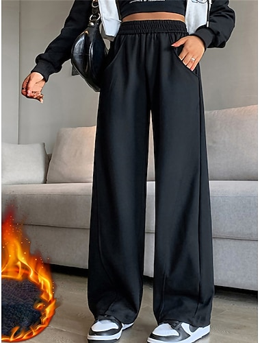  Mujer Pantalones de Deporte Perneras anchas Algodón Alta cintura Longitud total Albaricoque Otoño