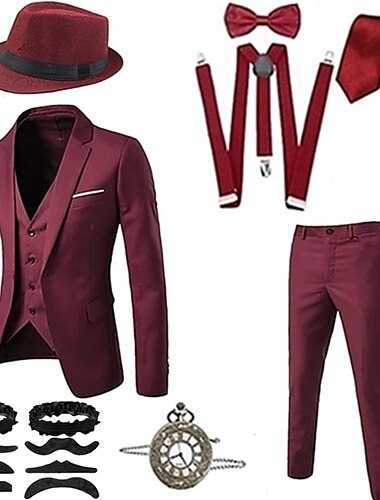  Retro Vintage Goldene Zwanziger 1920er Outfits Anzüge & Blazer Der große Gatsby Gentleman Einfarbig Herren Halloween Karneval Maskerade Halloween Alltagstauglich Party / Cocktail Erwachsene Krawatte