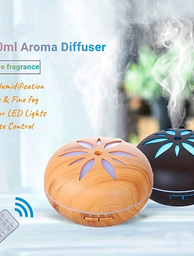  essensiell oljediffusor av tre med stor kapasitet med fjernkontroll - ultralyd luftfukter for hjemme og kontor - aroma diffuser for luftfrisker og luftfukting