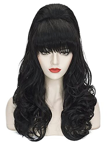  Braune Bienenstockperücken für Frauen Auburn Vintage Bouffant Perücke Lange kupferne lockige viktorianische Fembot-Perücke 50er 60er 70er Perücken für Frauen für Karnevalskostümparty + Perückenkappe