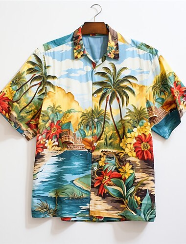 Homens Coqueiro Padrão de paisagem marinha Camisa Social Camisa havaiana Camiseta Aloha Manga Curta Camisa Aberto para a Lateral Havaiana Casual Ao ar livre Rua Casual / Diário Azul S M L   Homens Coqueiro Padrão de paisagem marinha Camisa Social Camisa havaiana Camiseta Aloha Manga Curta Camisa Aberto para a Lateral Havaiana Casual Ao ar livre Rua Casual / Diário Azul S M L