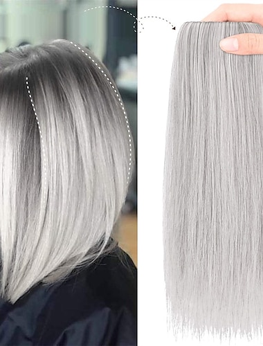  Postiches de 8 pouces d'épaisseur ajoutant un volume de cheveux supplémentaire dans les extensions de cheveux pour cheveux clairsemés femmes couleur gris/marron/argent/blanc mélangé