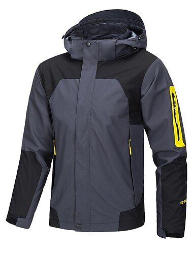  Herren Outdoorjacke Regenjacke Wanderjacke Freizeitskleidung Urlaub Wochenende Weich Patchwork Zip WASSERDICHT Herbst Winter Farbblock Warm Moderne zeitgenössische Mit Kapuze Sportkleidung Dick