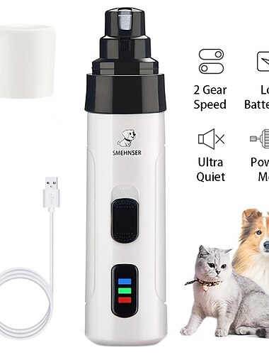  充電式電動ペット爪切り - 猫と犬のための静かなトリマー - USB充電 - 足に優しいグルーミング