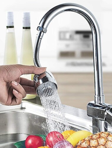  2 Modi Küchenspüle-Wasserhahn-Verlängerungssprüher, 360-Grad-Turbo-Rotations-Anti-Spritz-Verlängerungsbelüfter mit Schlauch