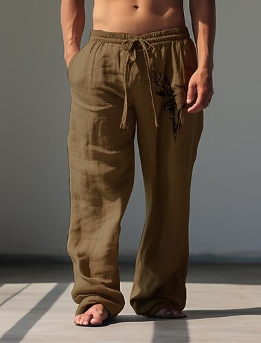  Per uomo Antilope Pantaloni casual Pantaloni Pantaloni Larghi Misura del girovita medio Vintage All'aperto Abbigliamento casual alla moda Abbigliamento quotidiano Autunno & Inverno Bianco Verde Cachi