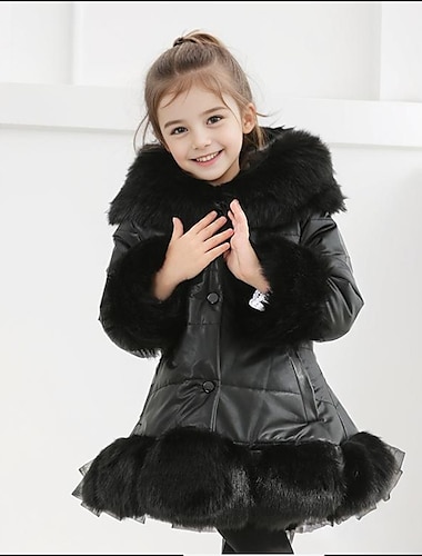  kinderkleidung Mädchen Faux-Pelz-Mantel Feste Farbe Täglich Zip Schulanfang Mantel Oberbekleidung 2-12 Jahre Winter Hellblau Schwarz Rosa