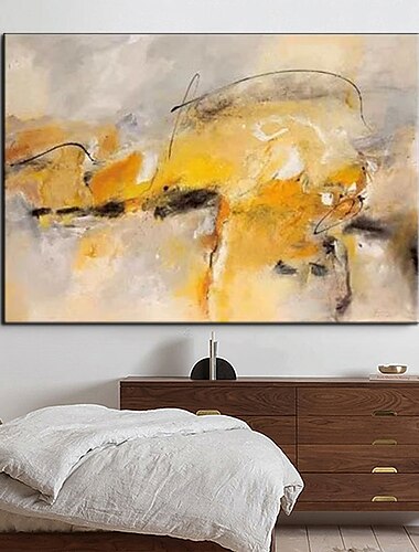  pintura al óleo extra grande pintada a mano en color amarillo dorado, arte de pared, pintura abstracta sobre lienzo, arte moderno, pintura acrílica gris, arte de pared de gran tamaño, decoración del
