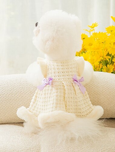  Hund Katze Kleid Niedlich Stilvoll Winter Warm Atmungsaktiv Weich Waschbar Bequem Outdoor Alltagstauglich Hundebekleidung for Bichon Frise Zwergspitz Baby Haustier Papillon Klein