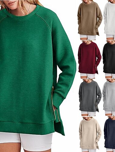  Sudadera Plano Para Mujer Adulto No imprime Calle Casual Diario