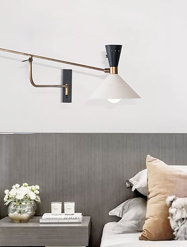  إضاءة جدارية باللونين الأبيض والأسود، مصابيح جدارية منزلية لغرفة النوم والفندق بجانب السرير، تركيبات مصابيح تثبيت على الحائط متعددة العقد قابلة للتعديل، داخلية وخارجية للحمام والشرفة وغرفة النوم وغرفة