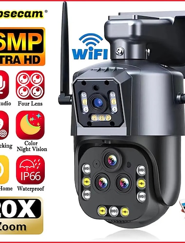  Caméra de surveillance ultra ip wifi 4k ptz, caméra de sécurité à quatre objectifs, zoom 20x ai, suivi automatique, vidéo de vidéosurveillance ipc360