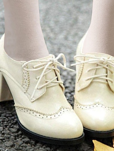  Női Magassarkúak Pompák Félcipők Bullock cipő Vintage cipők Parti Szabadtéri Napi Színes Nyár Vaskosabb sarok Kerek orrú Elegáns Szabadság aranyos stílus Bőr Fűzős Fekete Piros Barna