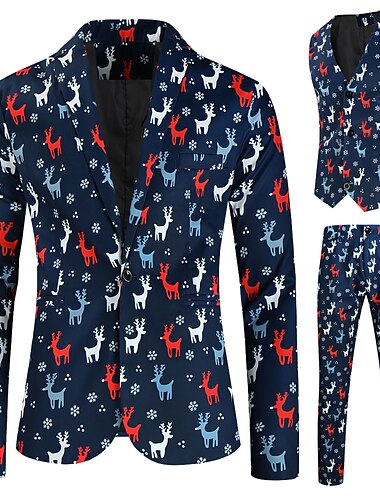  Kerstman Outfits Feestkostuum Kerst pakken Voor heren Kerstmis Pakken Volwassenen Kerstmis kerstavond Kerstmis Feest Jas Ves Broeken