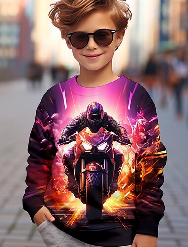  Jungen 3D Graphic Pullover Langarm 3D-Druck Herbst Winter Modisch Strassenmode Cool kinderkleidung 3-12 Jahre Rundhalsausschnitt Outdoor Casual Täglich Regular Fit