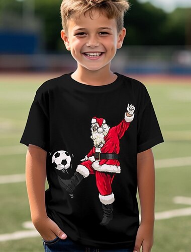 Новогодняя тематика Мальчики 3D Дед Мороз Буквы Рождественская футболка Футболка Рубашки С короткими рукавами 3D печать Лето Весна Активный Спорт Мода Полиэстер Дети 3-12 лет Вырез под горло   Новогодняя тематика Мальчики 3D Дед Мороз Буквы Рождественская футболка Футболка Рубашки С короткими рукавами 3D печать Лето Весна Активный Спорт Мода Полиэстер Дети 3-12 лет Вырез под горло