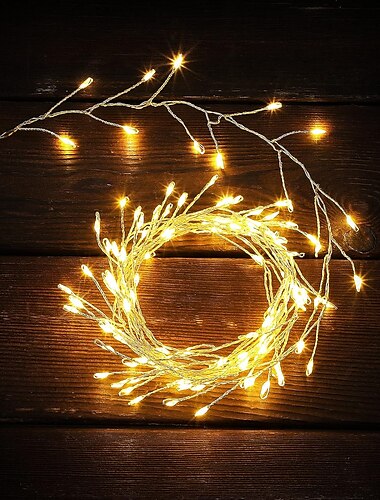  LED-Lichterkette, Feuerwerkskörper, Kupferdraht, flexibel, 2 m, 5 m, Set mit Feengirlande, Weihnachtsbeleuchtung für Weihnachten, Hochzeit, Urlaub, Party, Raumdekoration, warmweiß, bunte Lampe,