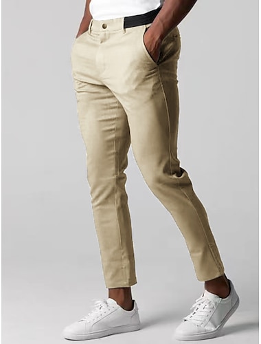 Herren Hose Hosen Chinesisch Chino Chino Hosen Tasche Glatt Komfort Atmungsaktiv Outdoor Täglich Ausgehen Modisch Brautkleider schlicht Schwarz Dunkelblau