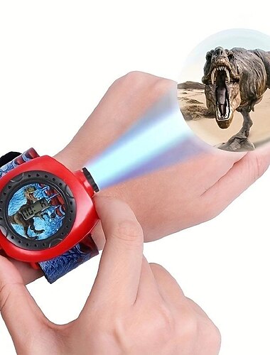  Kinder Digitaluhr Dinosaurier Projektion Cartoon Dinosaurier Muster Uhr Projektor am Handgelenk Lernspielzeug Uhr Kinder Jungen Mädchen Geschenk