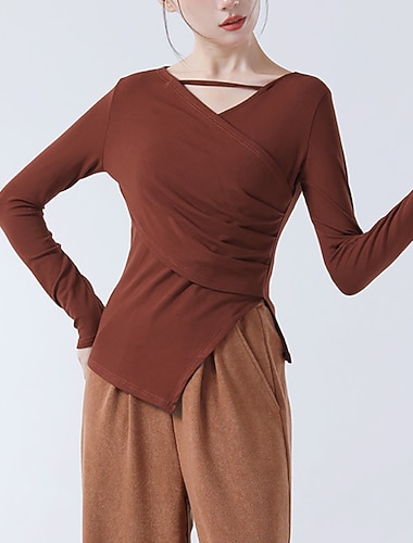  Sportkleding Top Pure Kleur Gesplitst Dames Prestatie Opleiding Lange mouw Polyester