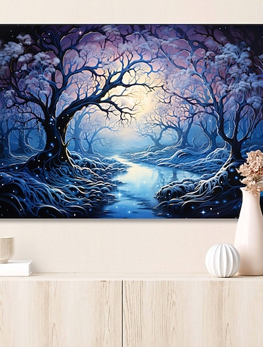  لوحة فنية جدارية من القماش مطبوعة على شكل غابة داكنة وملصقات صور لوحة قماشية مزخرفة لغرفة المعيشة بدون إطار