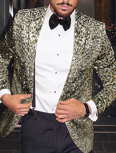  ανδρικές παγιέτες blazer fashion disco blazer blazer plus size κανονική προσαρμοσμένη εφαρμογή μονόστομο με ένα κουμπί ασημί χρυσό