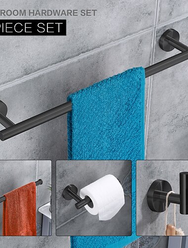  Badezimmer-Zubehör-Set, Handtuchhalter, Toilettenpapierhalter, cool, neu, bezaubernd, zeitgenössisch, traditionell, Edelstahl, kohlenstoffarmer Stahl, Metall, 4 Stück, 1 Stück – Badezimmer-Wandmontage