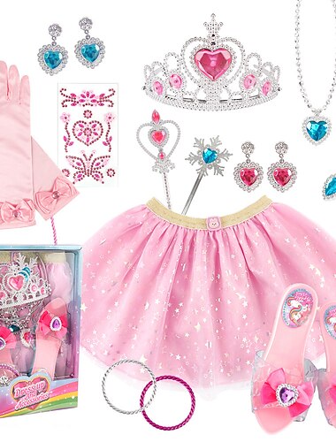  Kinderschmuck Ohrringe Haarring Süßer Bogen Cos Prinzessinnenkleid Schneeflocken-Engelsanhänger Ohr-Herzring Kristallschuhüberzug Weihnachtsgeschenk