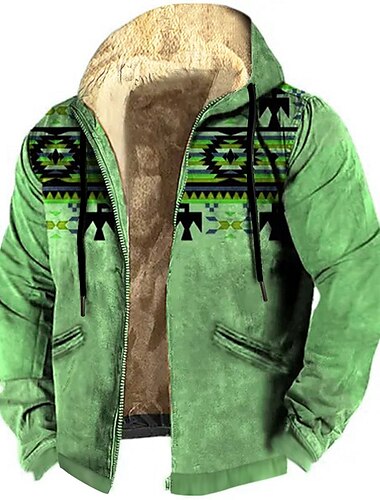 Herren Stammes Grafik-Drucke Hoodie Sweatshirt Kapuze Hoodies Pullover Kapuzenpullover mit Reißverschluss Langarm Sweatshirt mit Kapuze Mit Kapuze Täglich 3D-Druck Festtage Urlaub Ausgehen Blau Grün