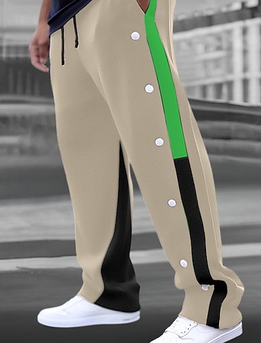  Voor heren Joggingbroeken Jogger Broek Trekkoord Elastische taille Zijknop Kleurenblok Lapwerk Comfort Ademend Casual Dagelijks Feestdagen Sport Modieus Zwart Wit