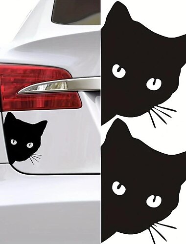  2 stuks auto zwarte kat gluren sticker grappige vinyl sticker auto styling decoratie accessoires auto exterieur decor voor auto