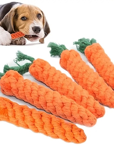  1 pieza/2 piezas de juguete con nudo para perro & Juguetes para masticar para perros con forma de zanahoria y gato, juguetes de cuerda de algodón para perros de interior, juguetes para gatos