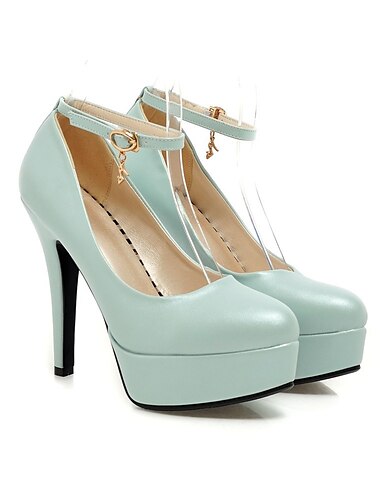  Damen Absätze Abendschuhe Hochzeit Party B¨¹ro Hochzeits-Heels Plattform Stöckelabsatz Runde Zehe Elegant Modisch Geschäftlich Kunstleder Knöchelriemen Schwarz Weiß Blau
