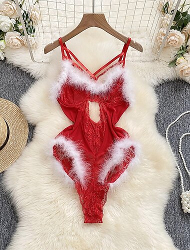  julenissen Mrs.Claus Julepysjamas Undertøy Sexy julekostymer Dame Jul Voksne Jul julaften Valentinsdag Hjemmeklær Heldraktskostymer